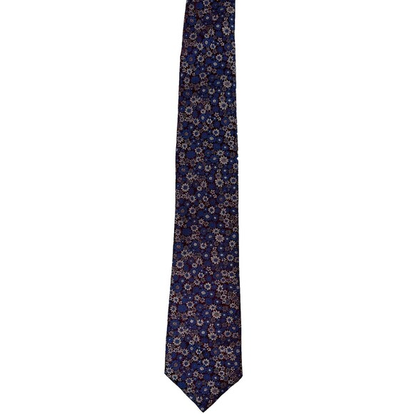 Joseph Abboud 100% Silk Tie Blue  Burgundy Floral Pattern‎  59.75” x 3” - Picture 3 of 7